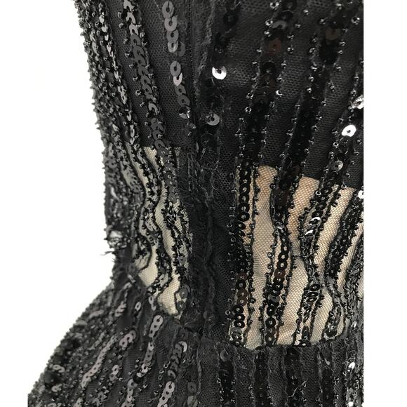 Lovers + Friends Nina Black Sequins Asymmetrical Gown Party Dress XS - Picture 13 of 16